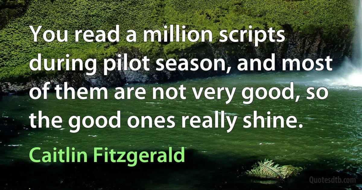 You read a million scripts during pilot season, and most of them are not very good, so the good ones really shine. (Caitlin Fitzgerald)