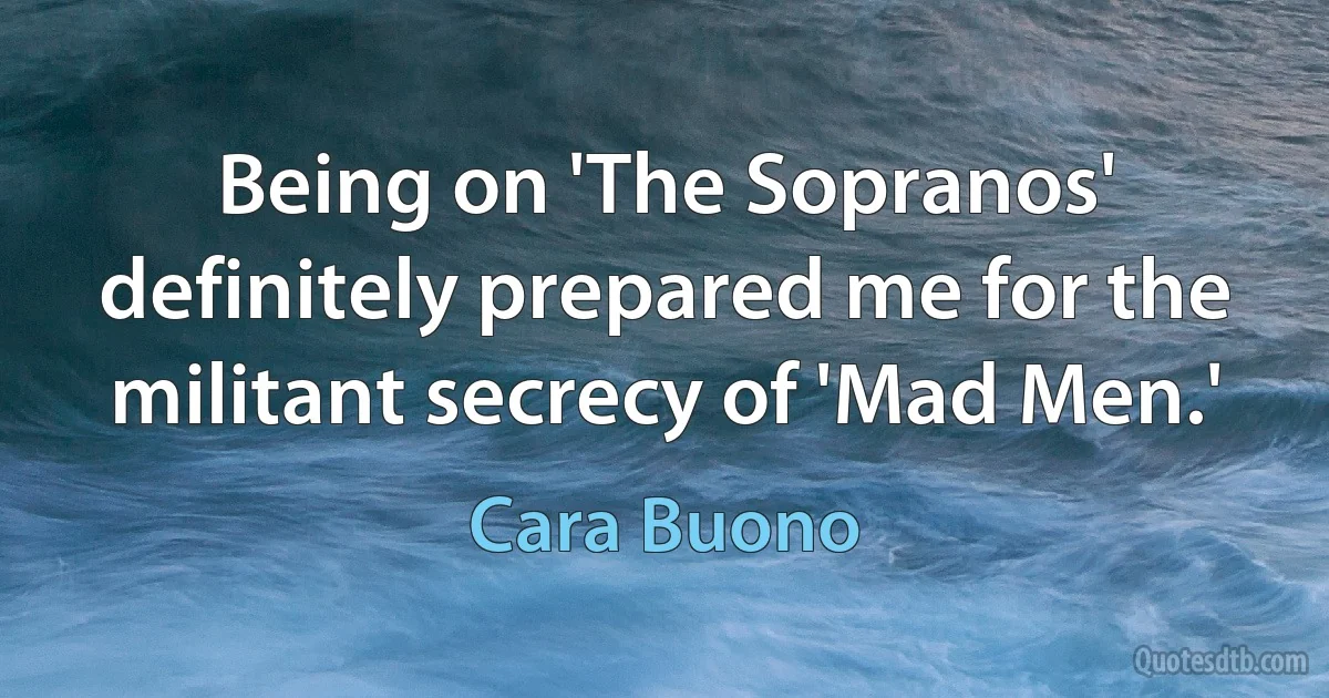 Being on 'The Sopranos' definitely prepared me for the militant secrecy of 'Mad Men.' (Cara Buono)