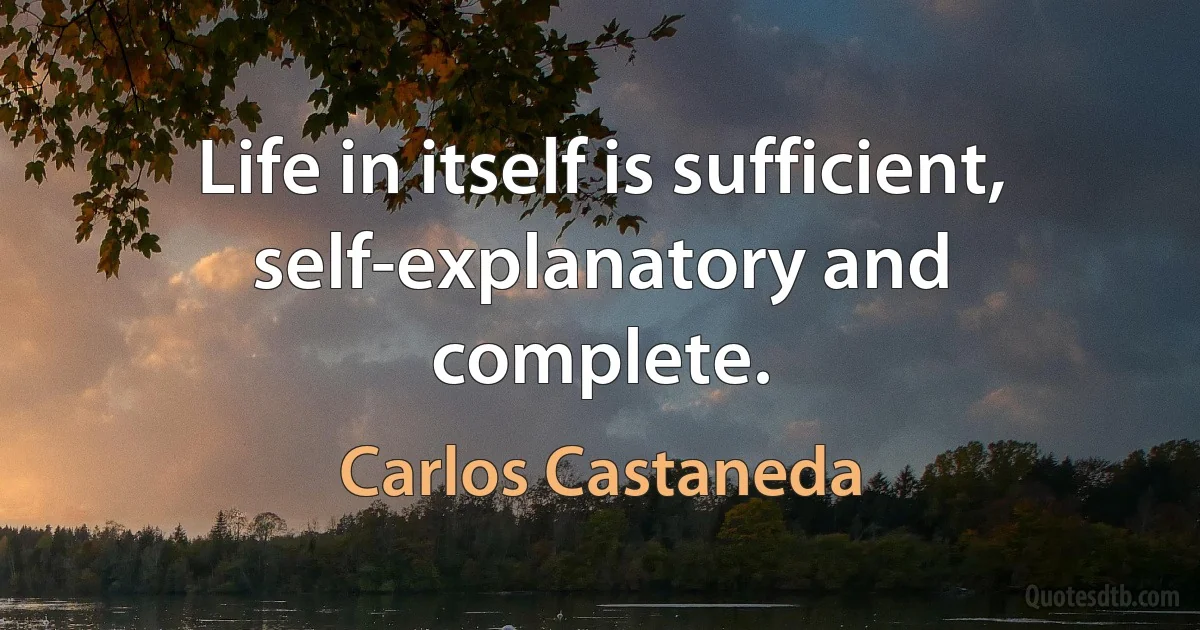 Life in itself is sufficient, self-explanatory and complete. (Carlos Castaneda)