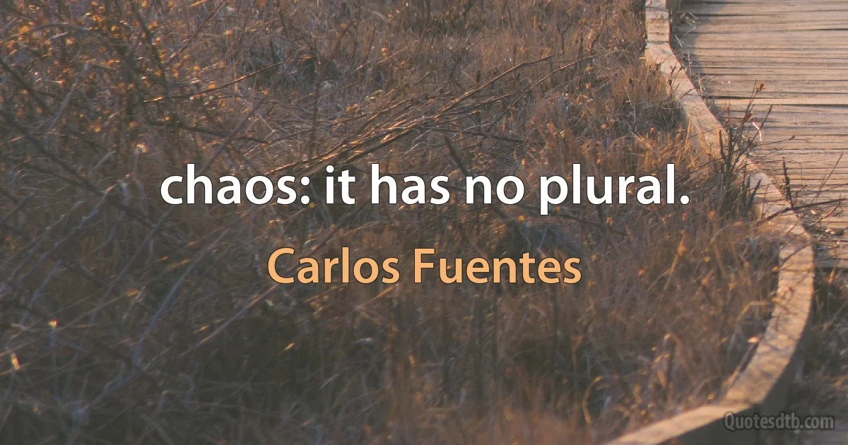 chaos: it has no plural. (Carlos Fuentes)