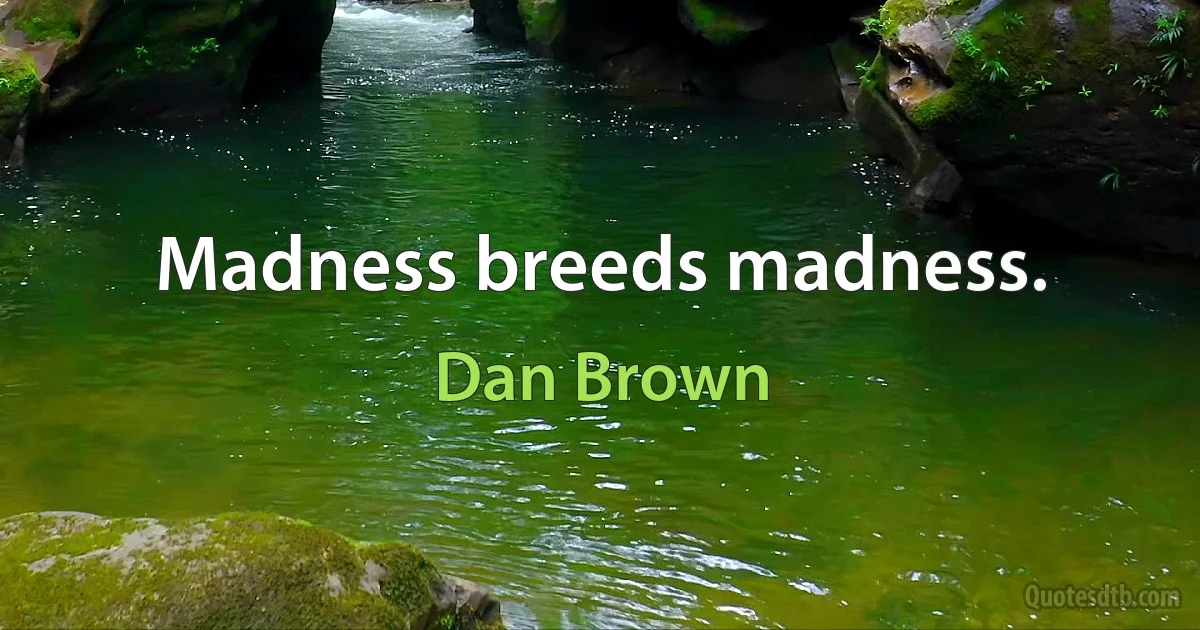 Madness breeds madness. (Dan Brown)