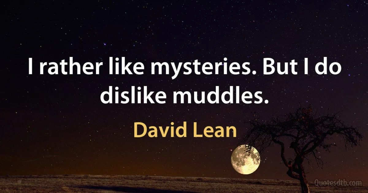 I rather like mysteries. But I do dislike muddles. (David Lean)