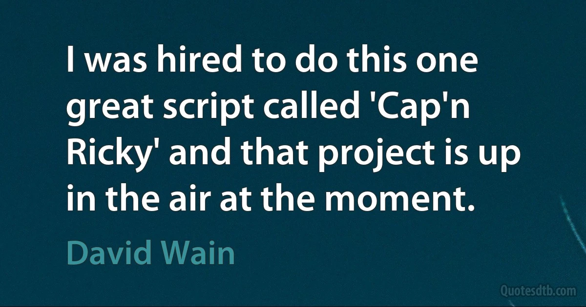 I was hired to do this one great script called 'Cap'n Ricky' and that project is up in the air at the moment. (David Wain)