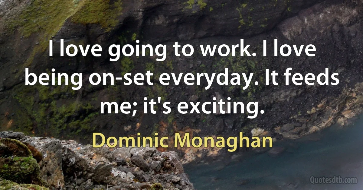 I love going to work. I love being on-set everyday. It feeds me; it's exciting. (Dominic Monaghan)