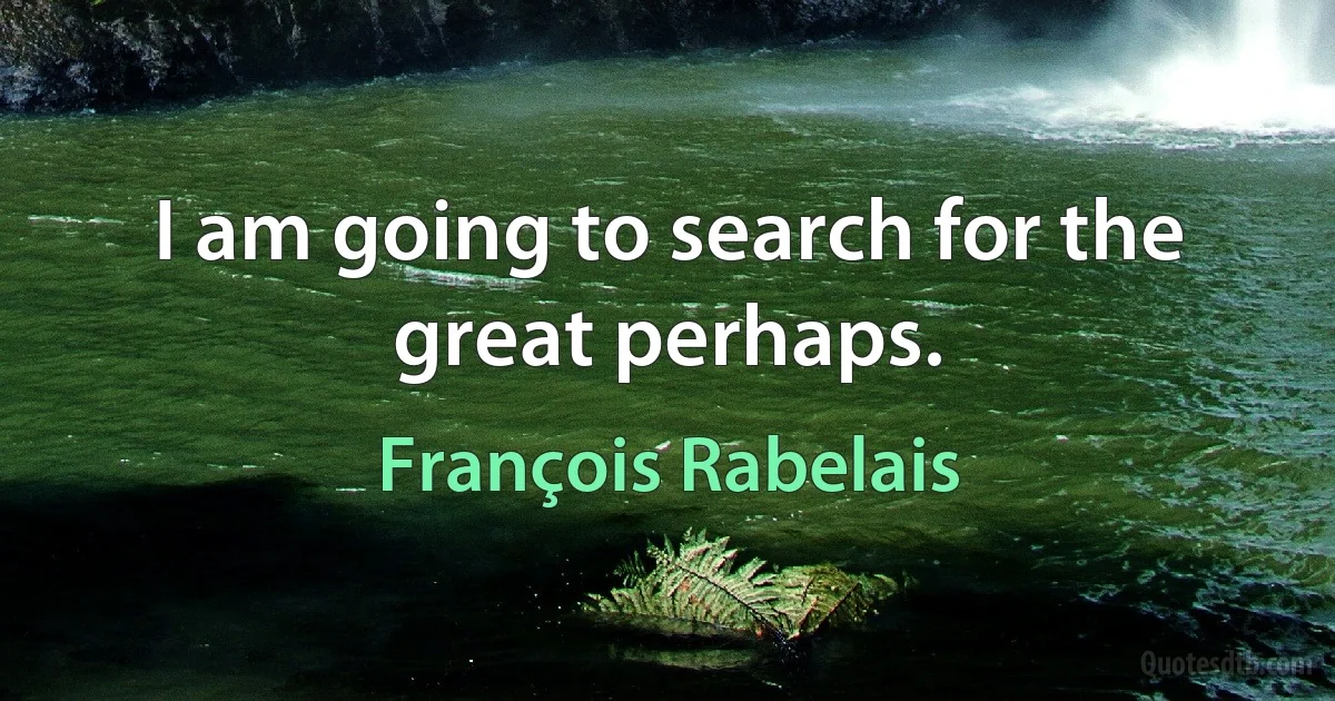 I am going to search for the great perhaps. (François Rabelais)