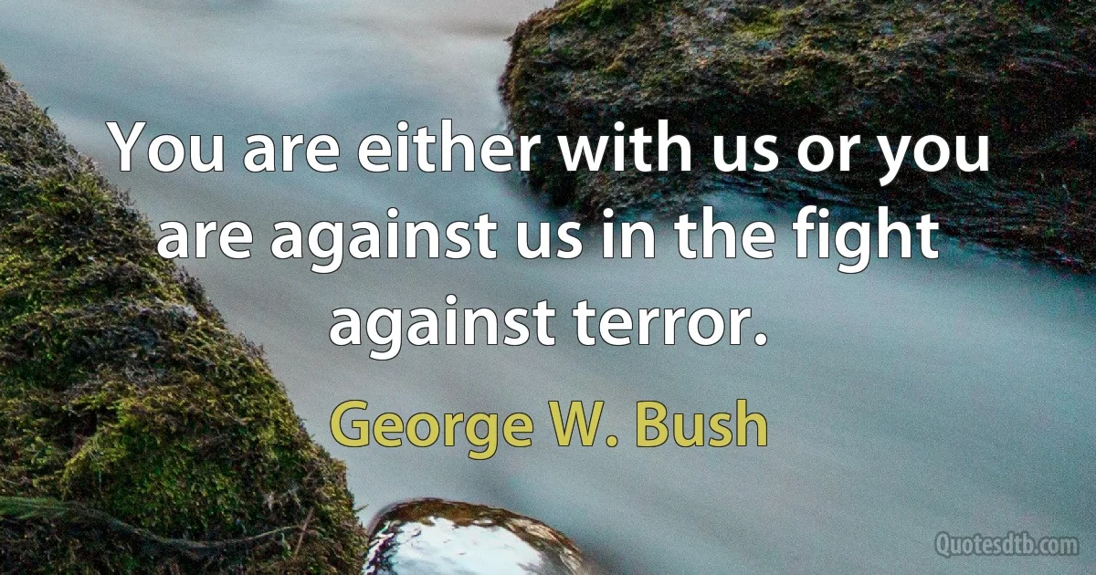 You are either with us or you are against us in the fight against terror. (George W. Bush)