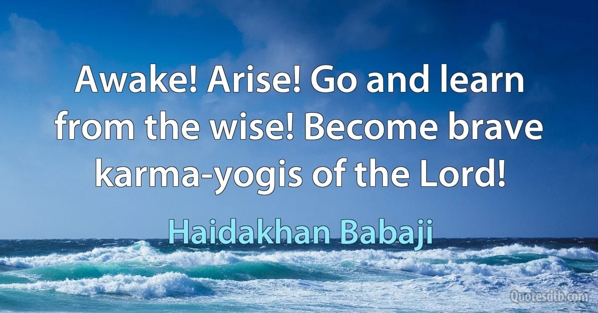 Awake! Arise! Go and learn from the wise! Become brave karma-yogis of the Lord! (Haidakhan Babaji)