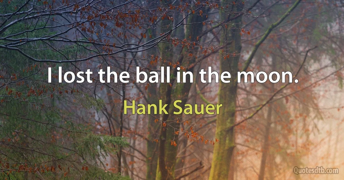 I lost the ball in the moon. (Hank Sauer)