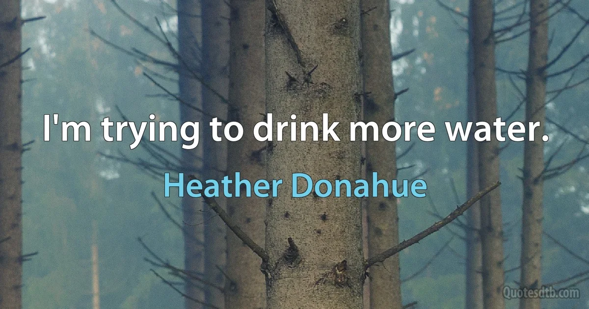 I'm trying to drink more water. (Heather Donahue)