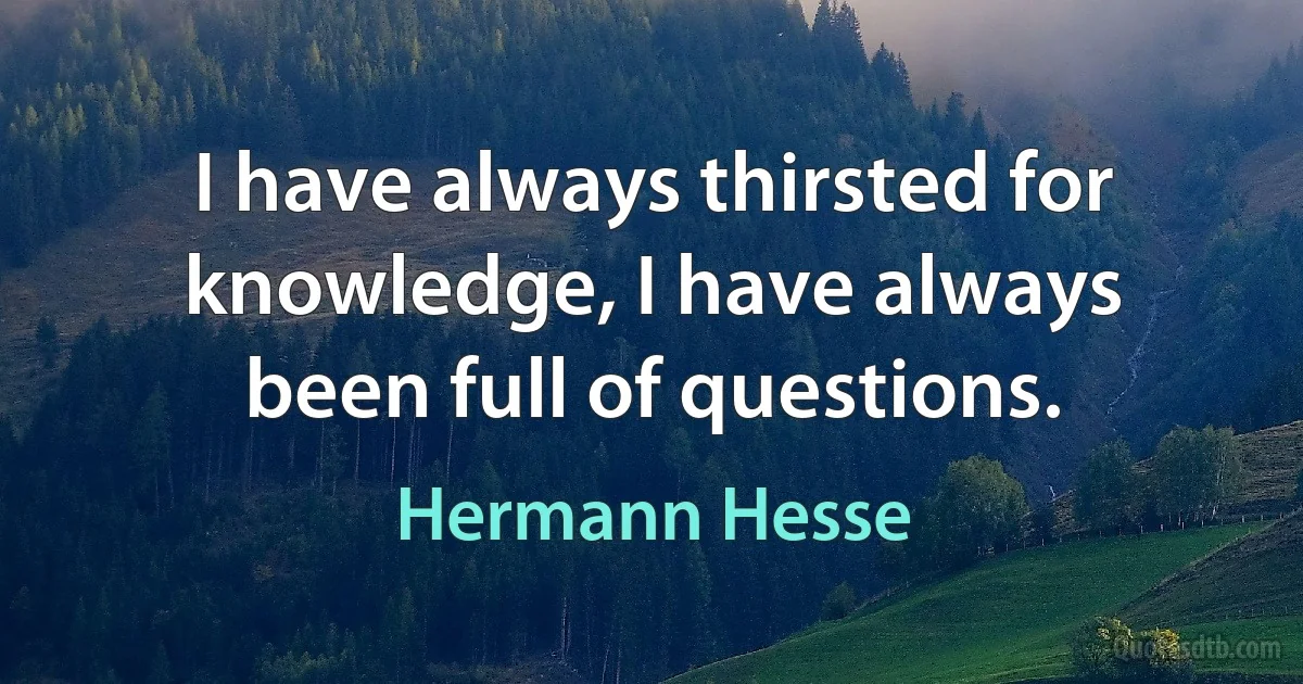 I have always thirsted for knowledge, I have always been full of questions. (Hermann Hesse)