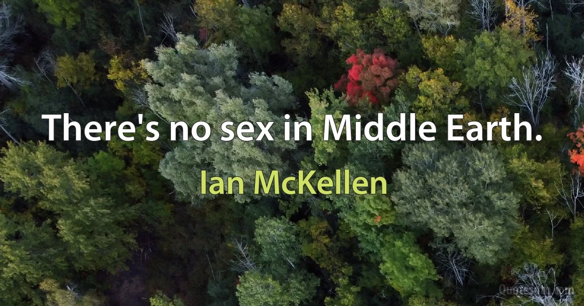 There's no sex in Middle Earth. (Ian McKellen)