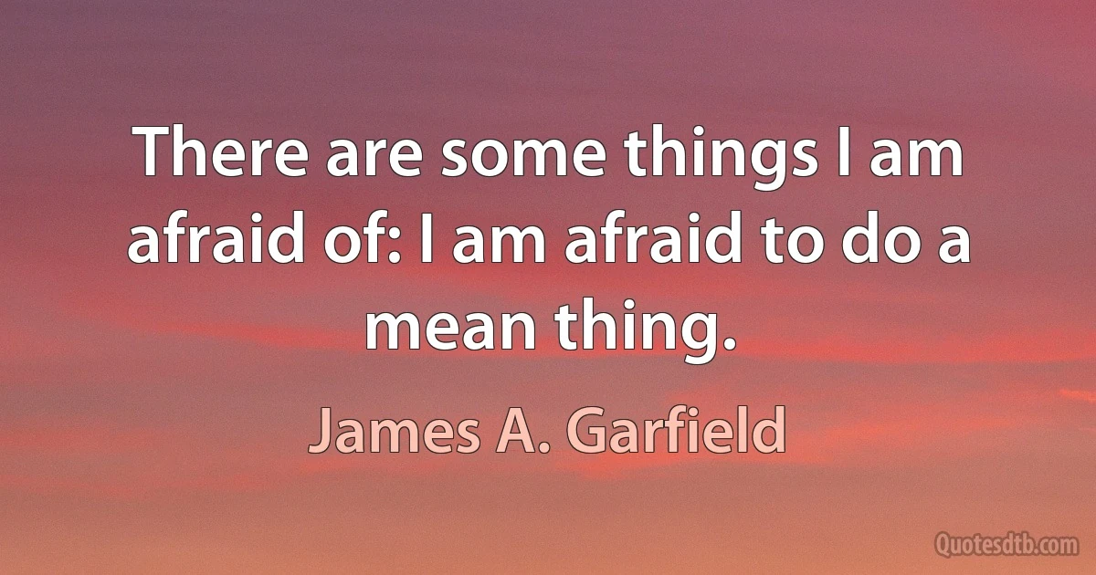 There are some things I am afraid of: I am afraid to do a mean thing. (James A. Garfield)