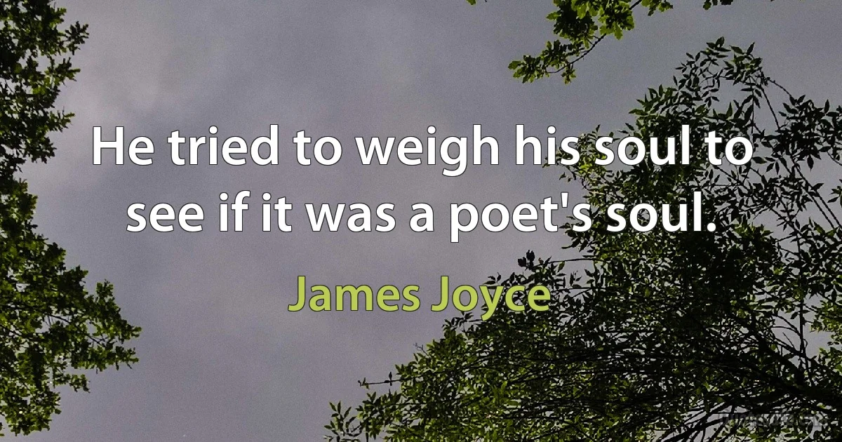 He tried to weigh his soul to see if it was a poet's soul. (James Joyce)