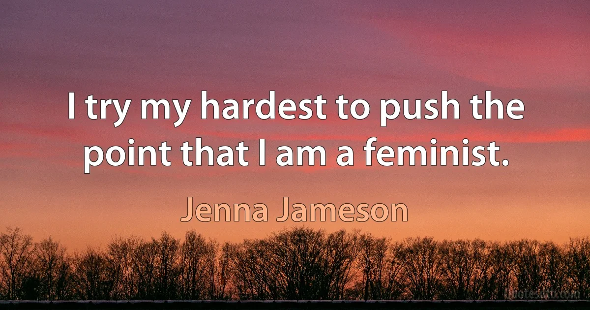 I try my hardest to push the point that I am a feminist. (Jenna Jameson)