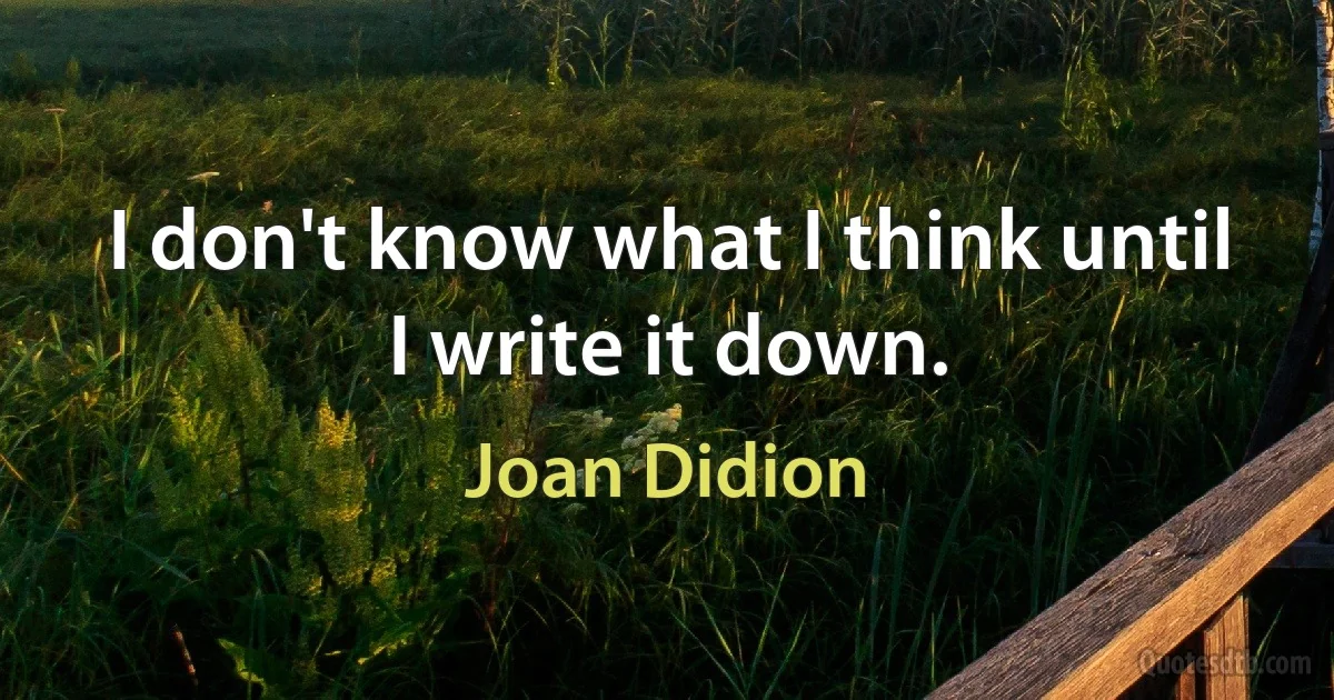 I don't know what I think until I write it down. (Joan Didion)