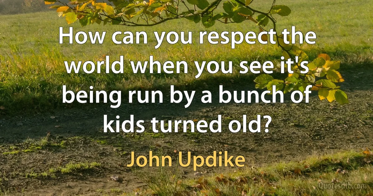 How can you respect the world when you see it's being run by a bunch of kids turned old? (John Updike)