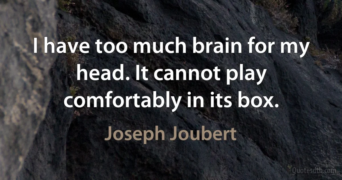 I have too much brain for my head. It cannot play comfortably in its box. (Joseph Joubert)