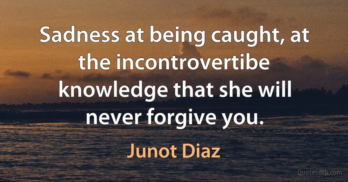 Sadness at being caught, at the incontrovertibe knowledge that she will never forgive you. (Junot Diaz)