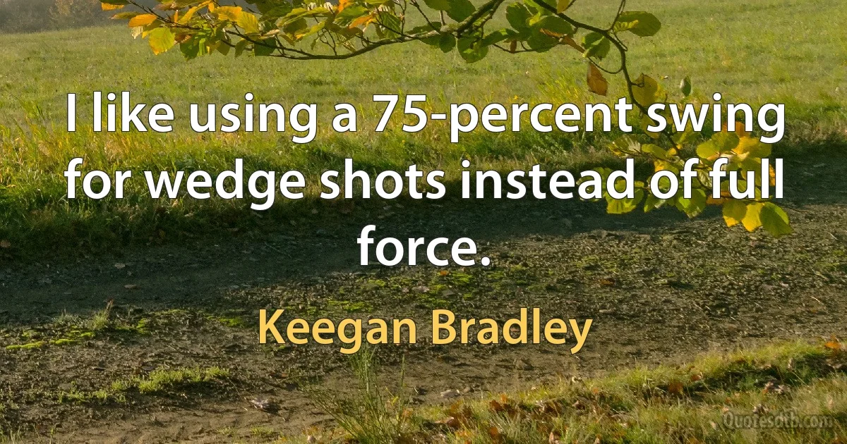 I like using a 75-percent swing for wedge shots instead of full force. (Keegan Bradley)