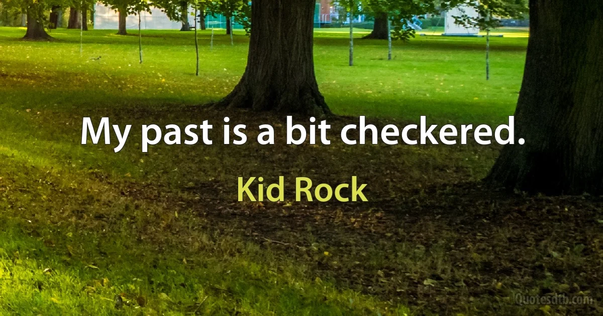 My past is a bit checkered. (Kid Rock)