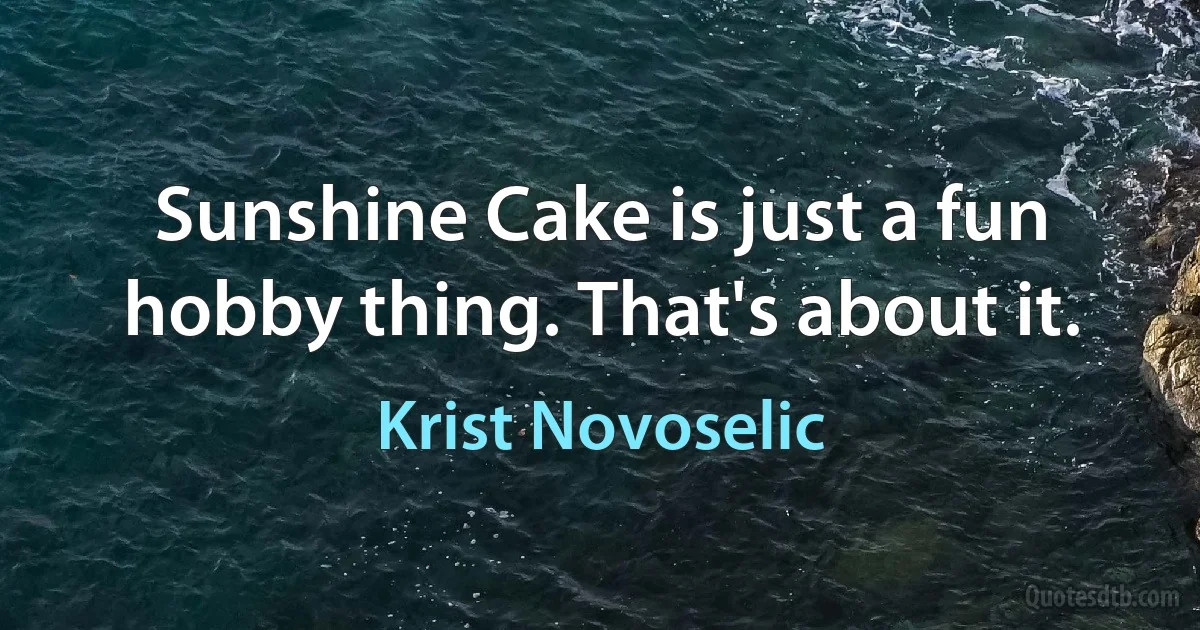 Sunshine Cake is just a fun hobby thing. That's about it. (Krist Novoselic)