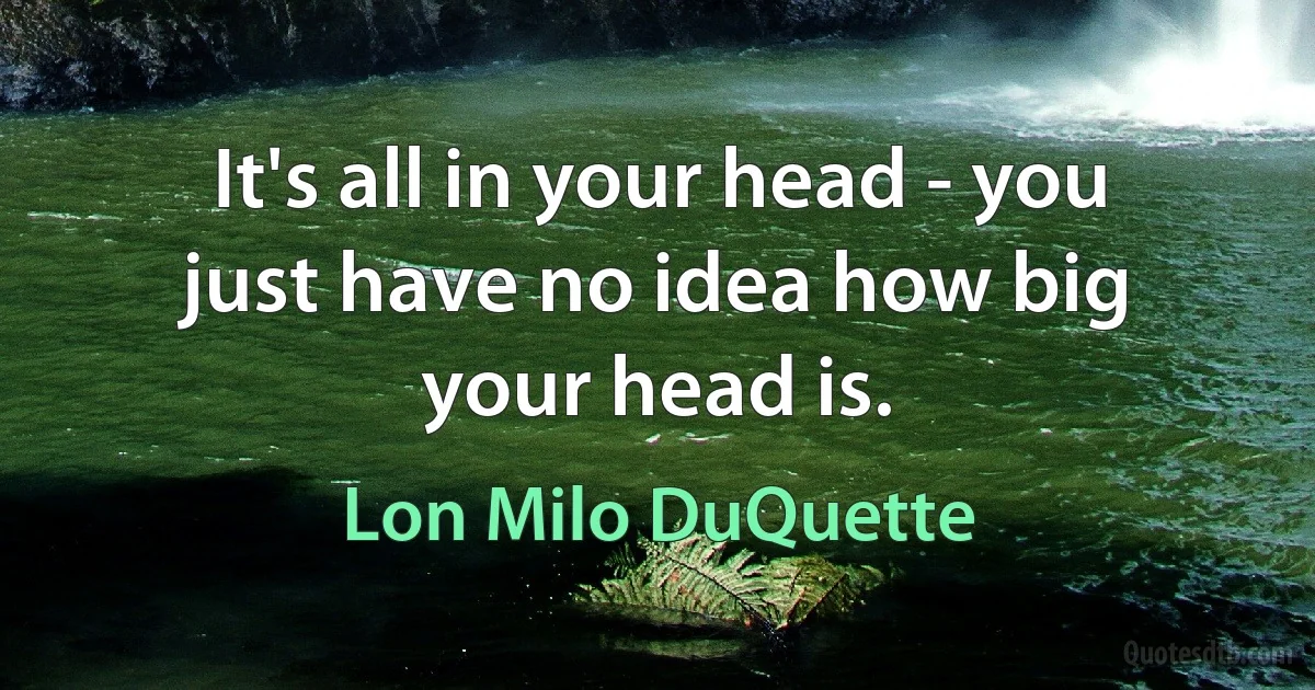 It's all in your head - you just have no idea how big your head is. (Lon Milo DuQuette)