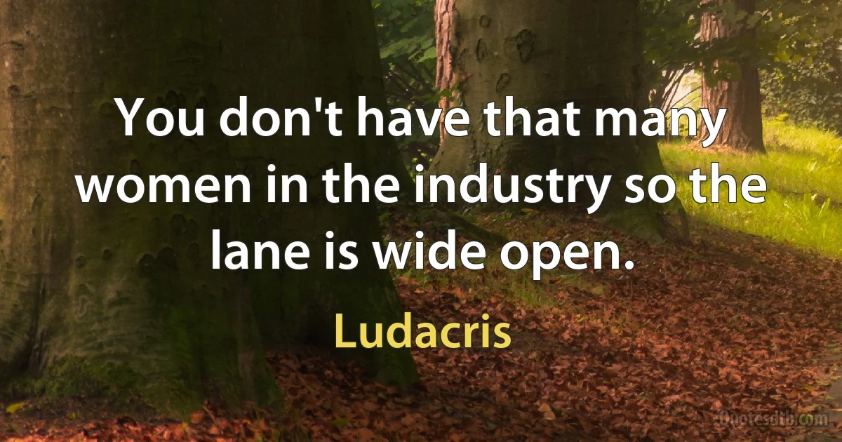 You don't have that many women in the industry so the lane is wide open. (Ludacris)