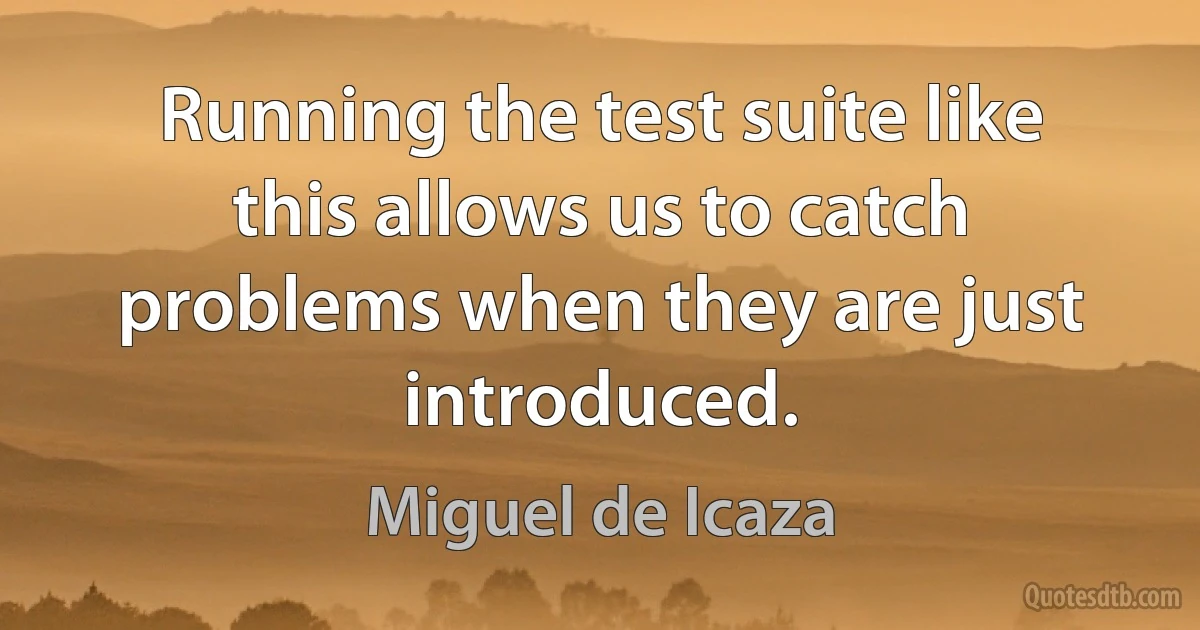 Running the test suite like this allows us to catch problems when they are just introduced. (Miguel de Icaza)