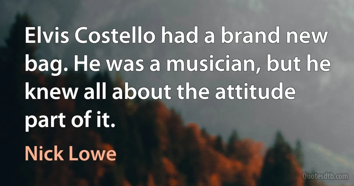 Elvis Costello had a brand new bag. He was a musician, but he knew all about the attitude part of it. (Nick Lowe)