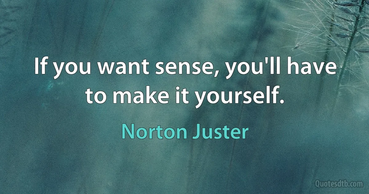 If you want sense, you'll have to make it yourself. (Norton Juster)