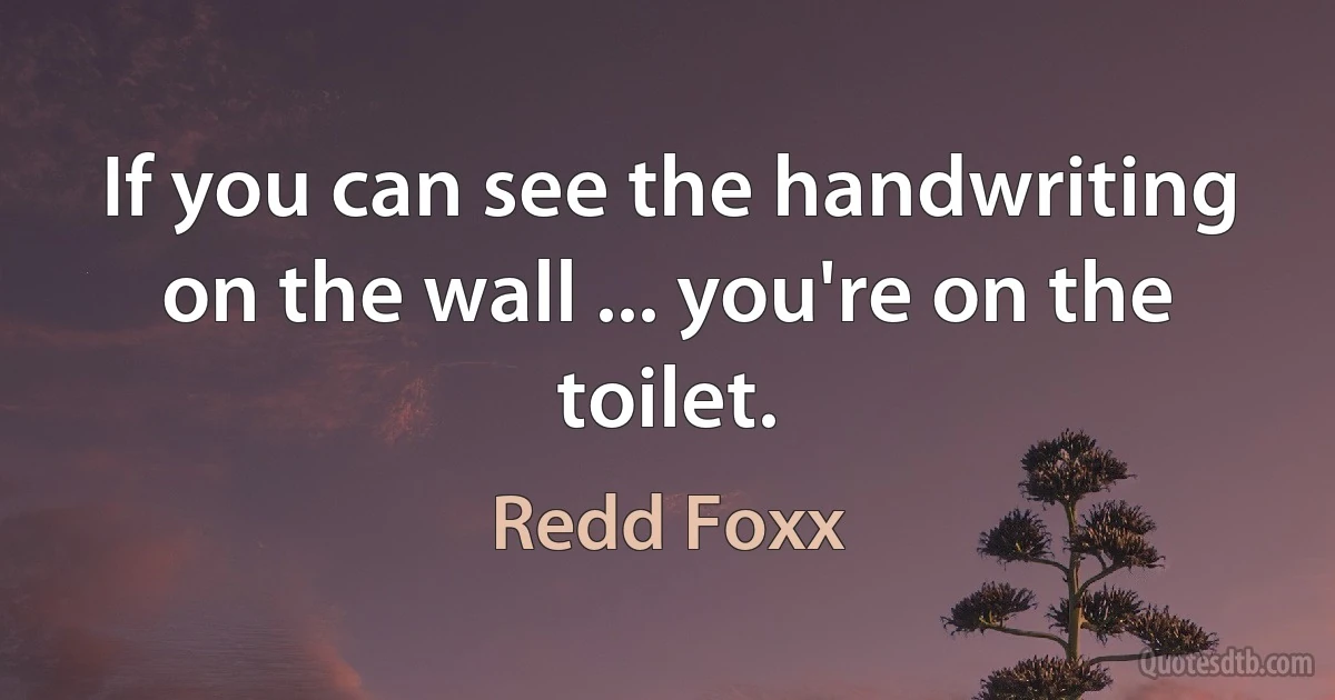 If you can see the handwriting on the wall ... you're on the toilet. (Redd Foxx)