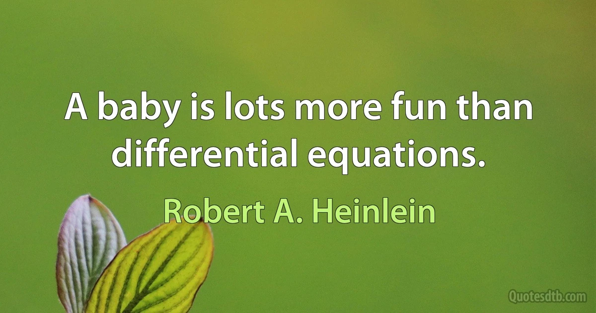 A baby is lots more fun than differential equations. (Robert A. Heinlein)