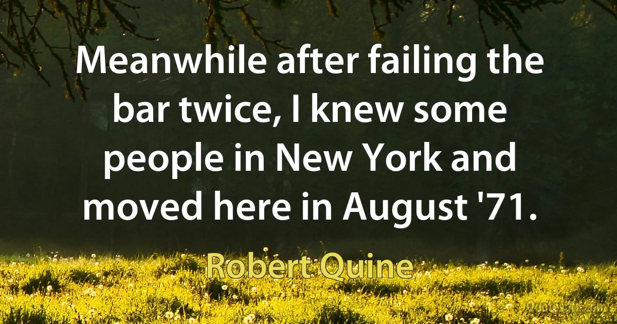 Meanwhile after failing the bar twice, I knew some people in New York and moved here in August '71. (Robert Quine)