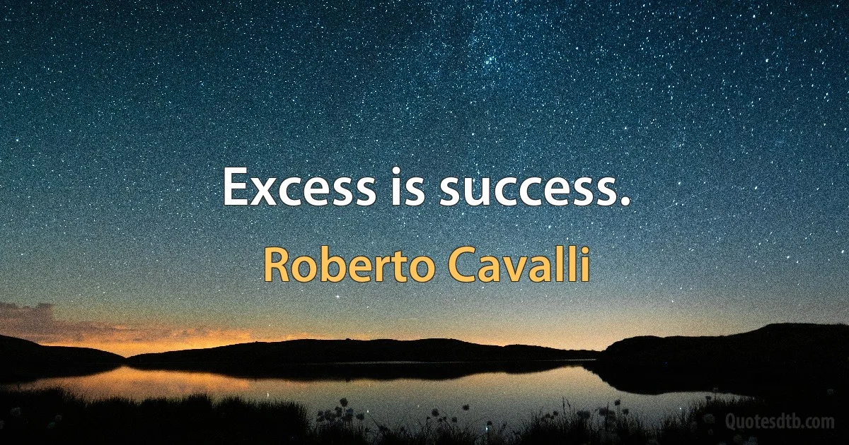 Excess is success. (Roberto Cavalli)