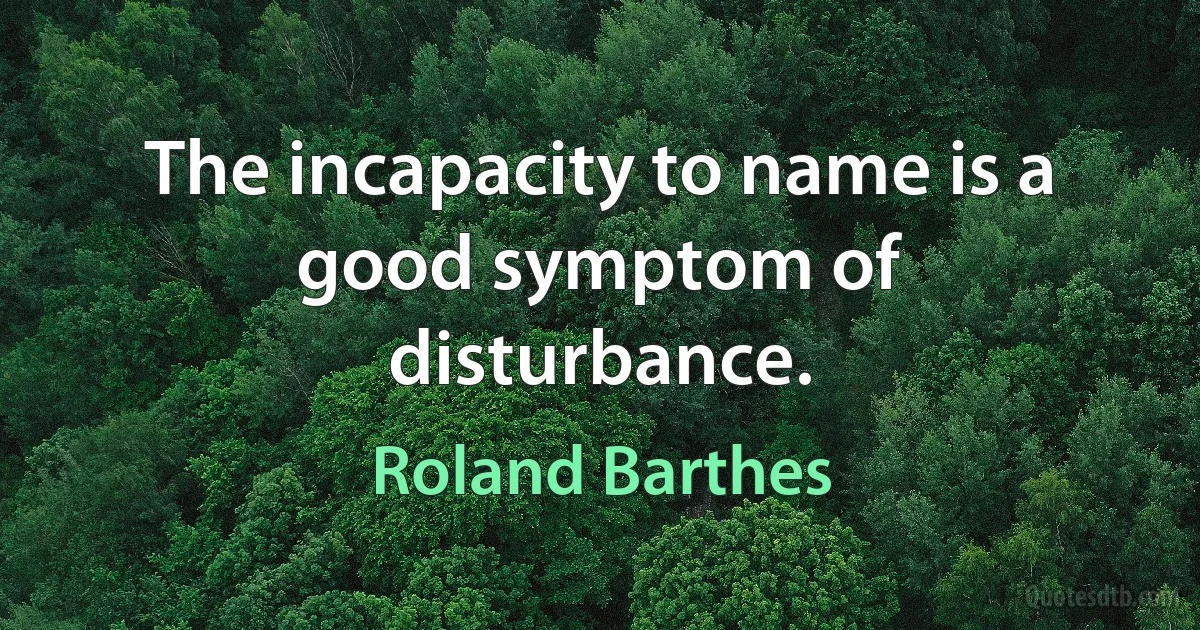 The incapacity to name is a good symptom of disturbance. (Roland Barthes)