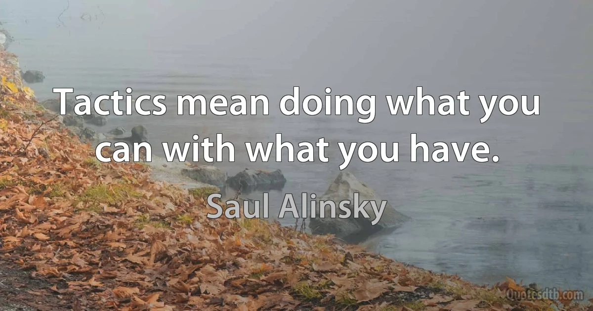 Tactics mean doing what you can with what you have. (Saul Alinsky)