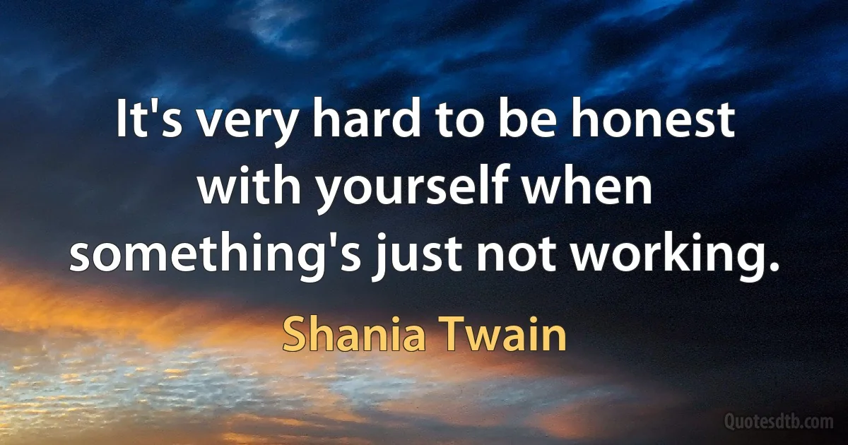 It's very hard to be honest with yourself when something's just not working. (Shania Twain)