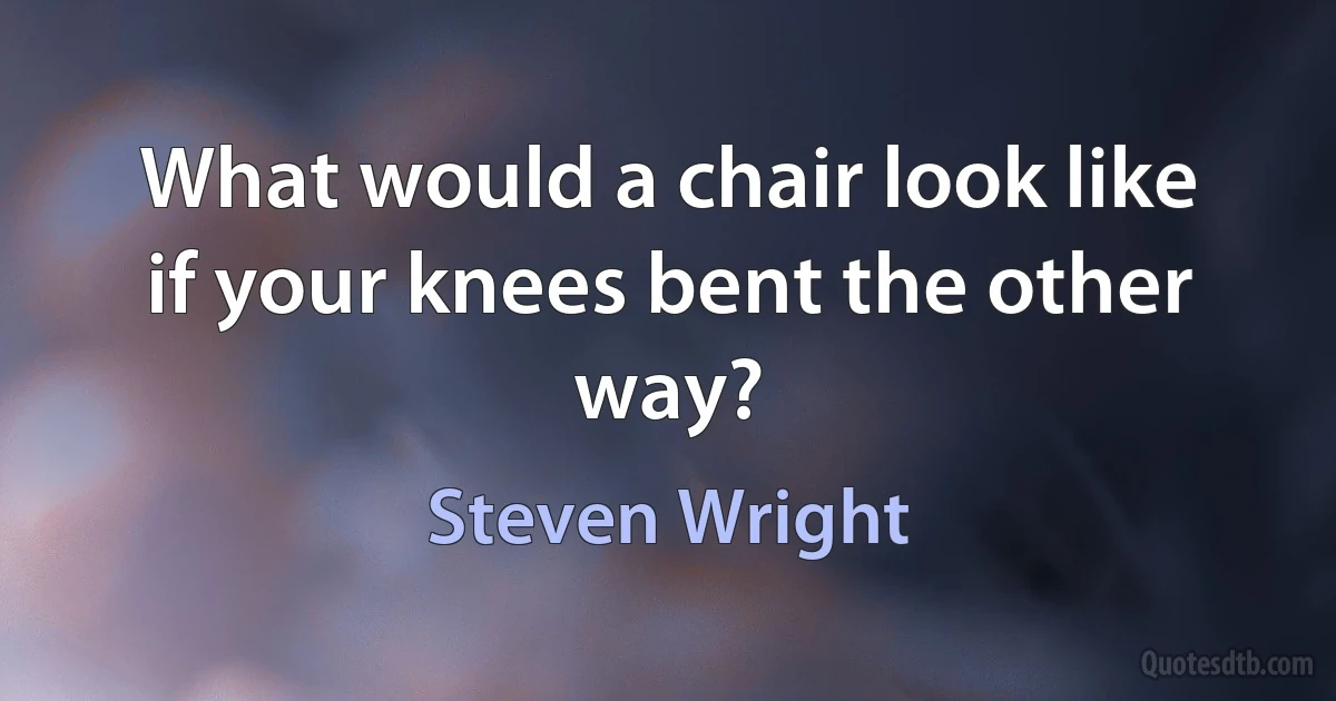 What would a chair look like if your knees bent the other way? (Steven Wright)