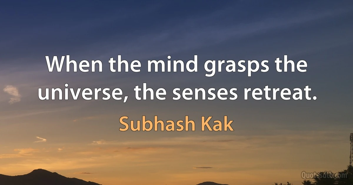 When the mind grasps the universe, the senses retreat. (Subhash Kak)