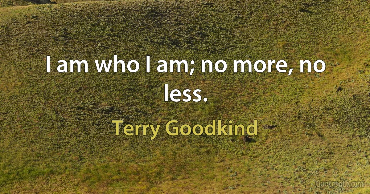 I am who I am; no more, no less. (Terry Goodkind)