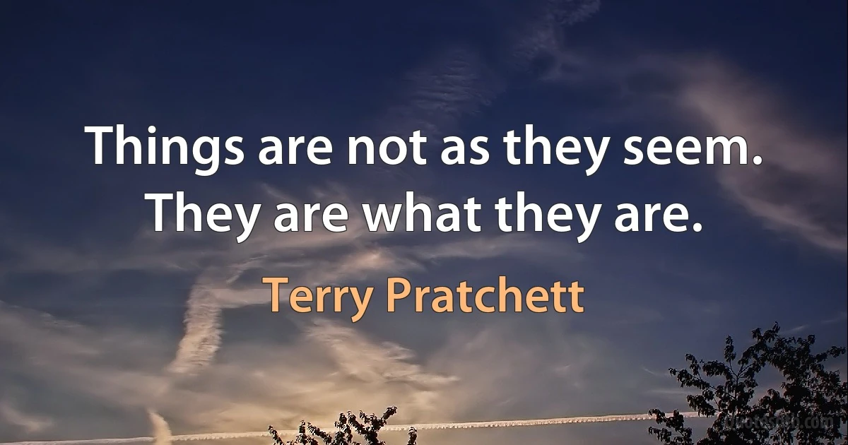 Things are not as they seem. They are what they are. (Terry Pratchett)