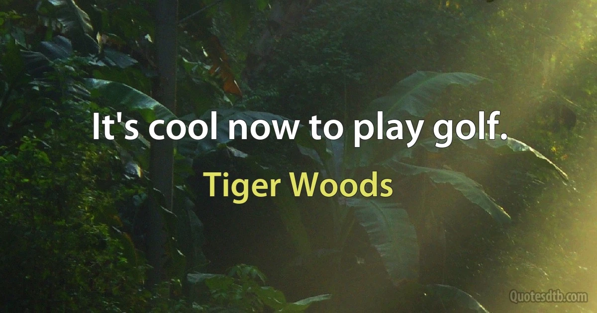 It's cool now to play golf. (Tiger Woods)