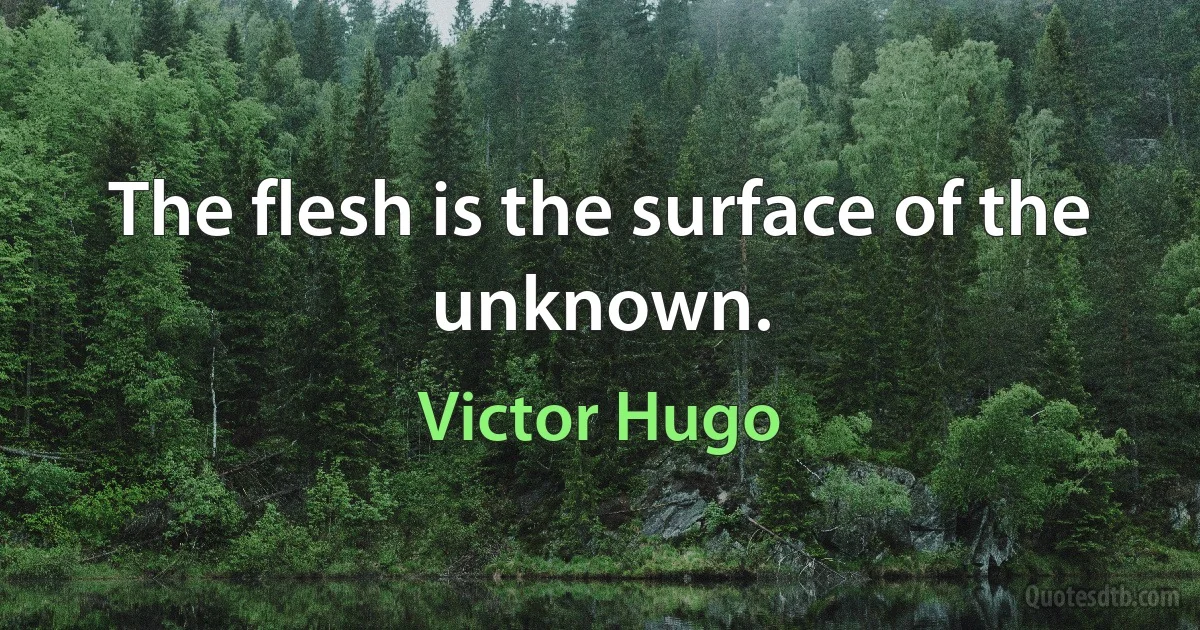 The flesh is the surface of the unknown. (Victor Hugo)