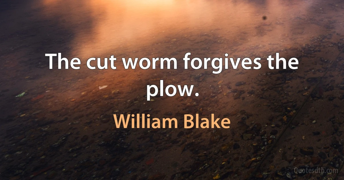 The cut worm forgives the plow. (William Blake)