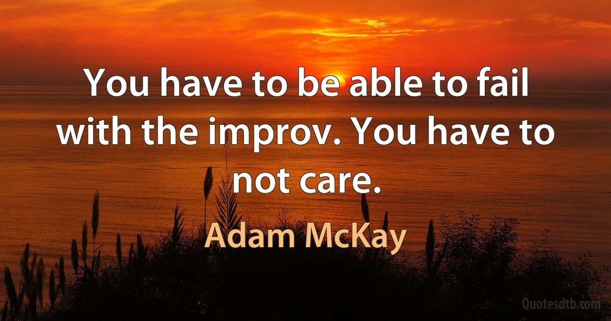 You have to be able to fail with the improv. You have to not care. (Adam McKay)