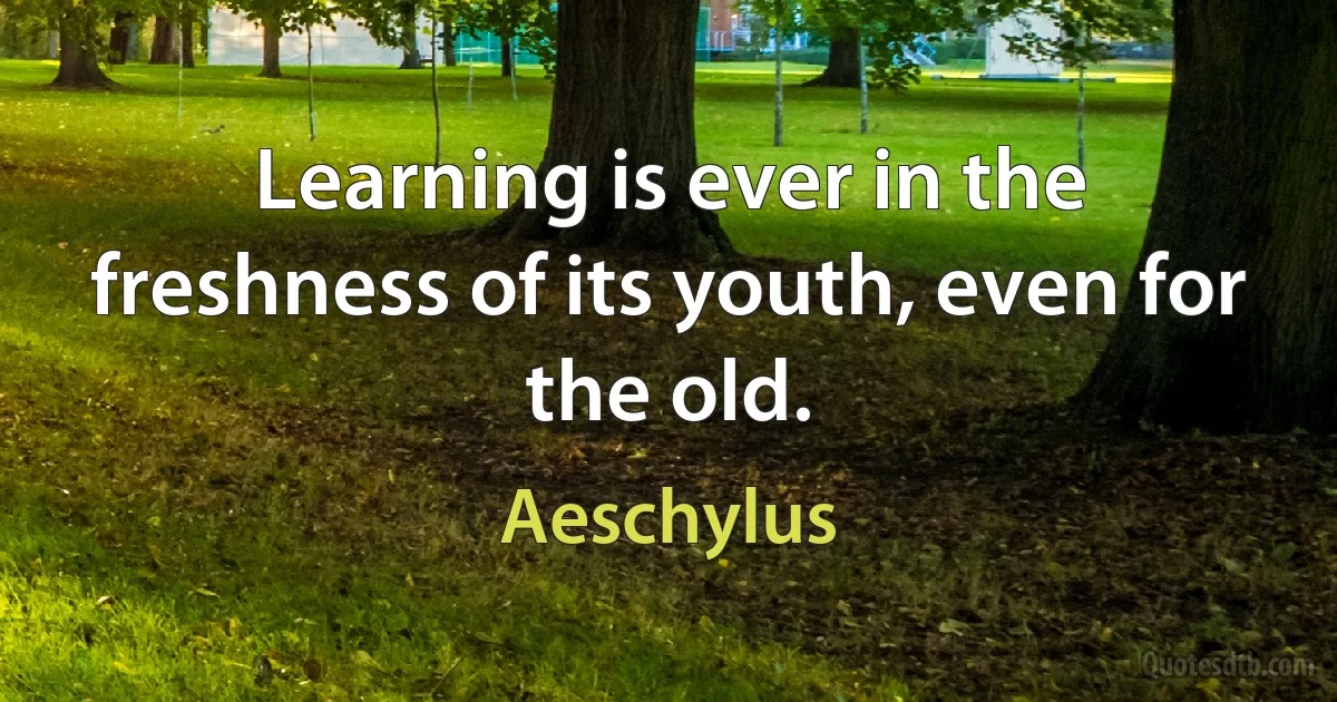 Learning is ever in the freshness of its youth, even for the old. (Aeschylus)