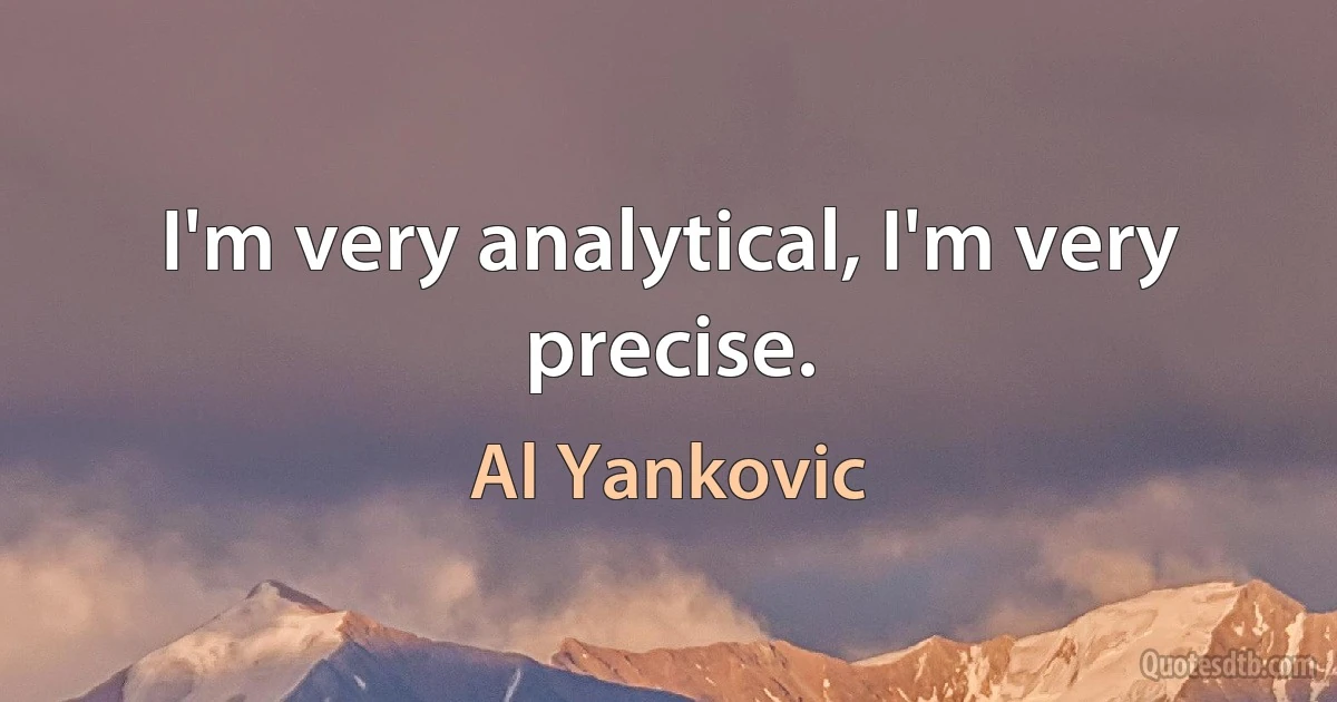 I'm very analytical, I'm very precise. (Al Yankovic)