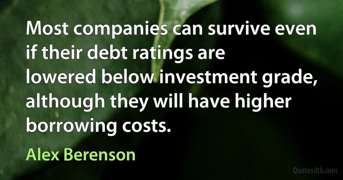 Most companies can survive even if their debt ratings are lowered below investment grade, although they will have higher borrowing costs. (Alex Berenson)