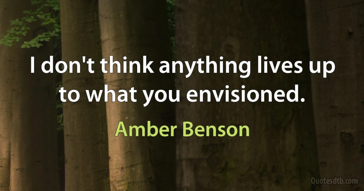 I don't think anything lives up to what you envisioned. (Amber Benson)