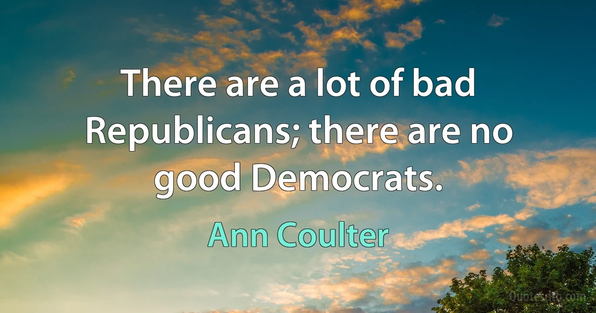 There are a lot of bad Republicans; there are no good Democrats. (Ann Coulter)